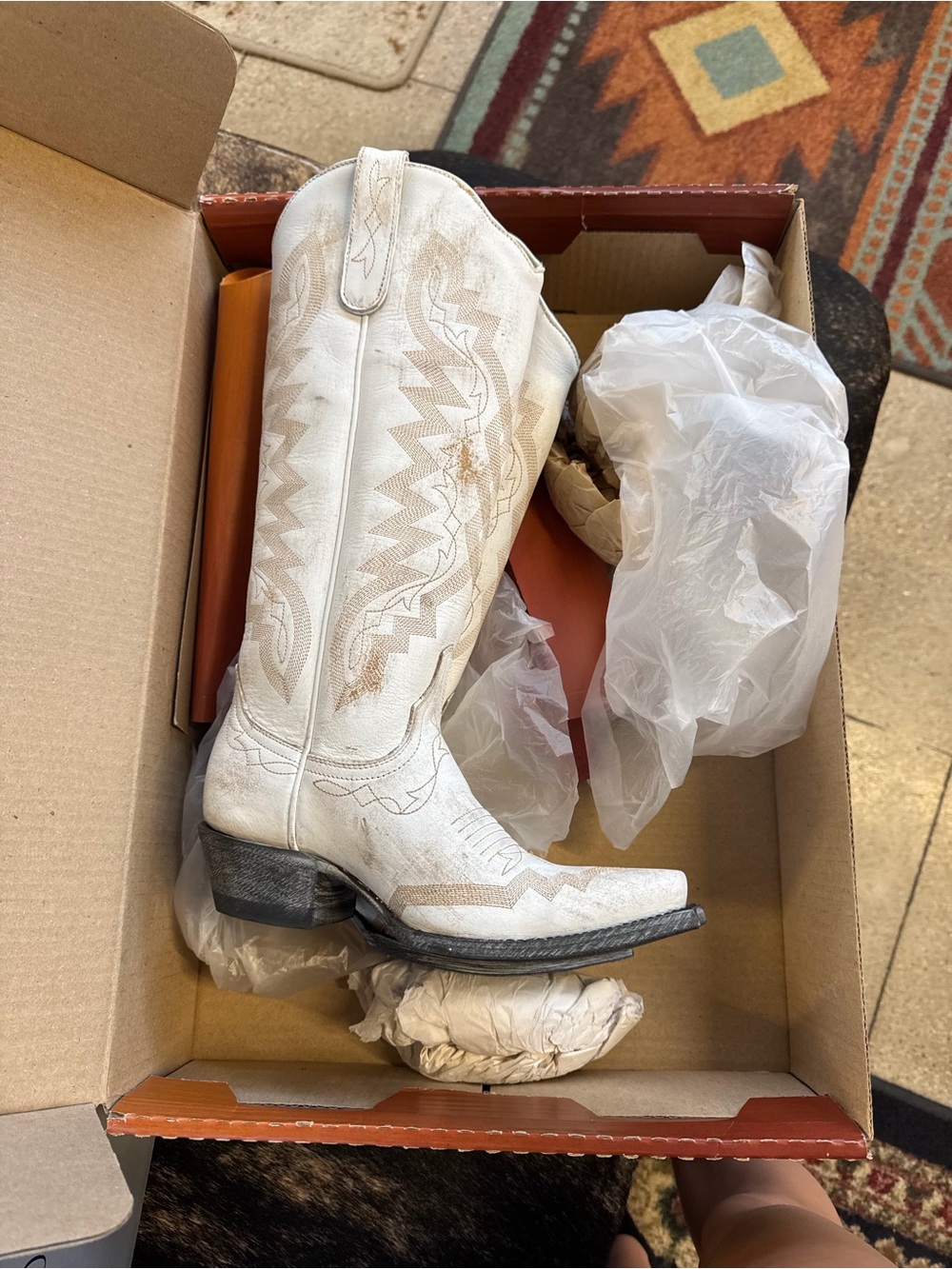 Old Gringo White Embroidered Western Heeled Boots